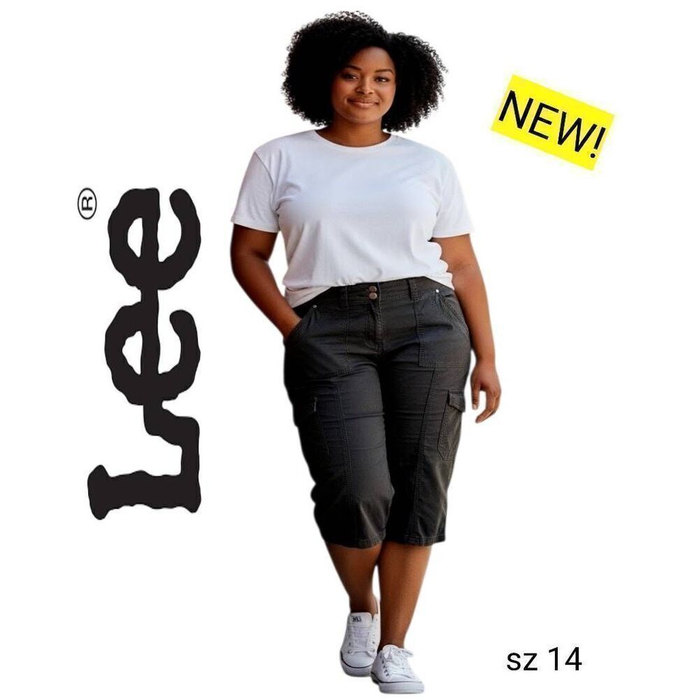 Lee NEW! Black Easy Fit Cargo Capri Cropped Pants FREE SHIPPING